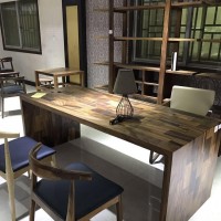 南美胡桃木意向巴洛克创意折叠实木办公桌简约设计师桌拼板老板桌