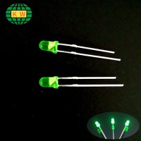 F3绿发绿 3MM圆头绿发普绿LED灯珠  四元电源指示灯