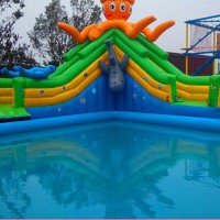 豹伟水上漂浮玩具 水上充气滑梯支架水池定做水上乐园规划